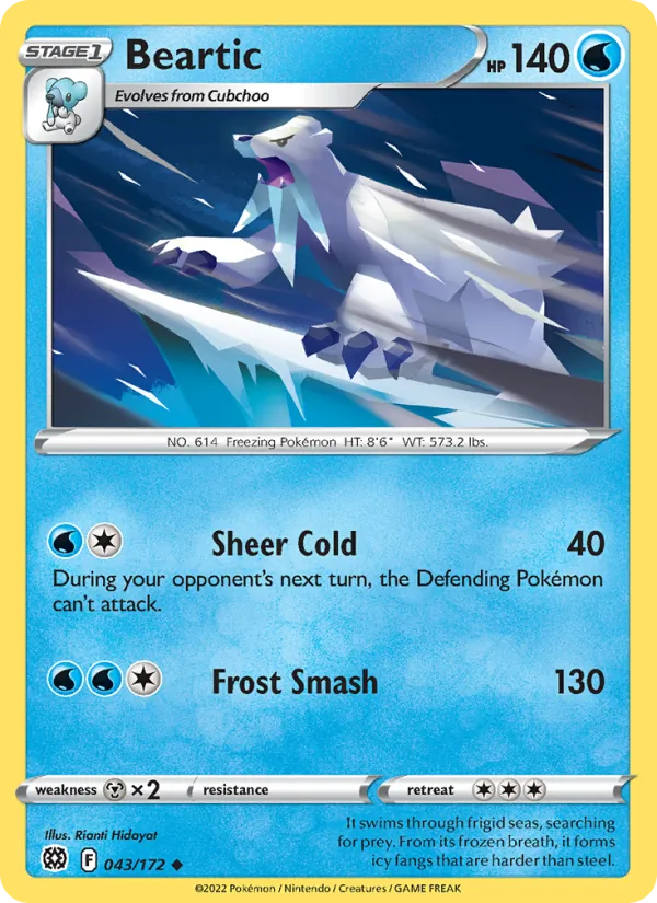 Beartic 043/172  - Reverse Holofoil SWSH09 Brilliant Stars - Uncommon