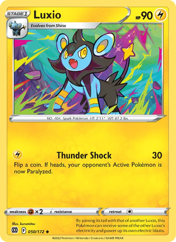 Luxio 050/172  - Reverse Holofoil SWSH09 Brilliant Stars - Uncommon