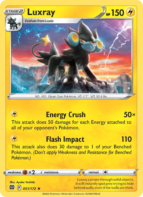 Luxray 051/172  - Reverse Holofoil SWSH09 Brilliant Stars - Rare