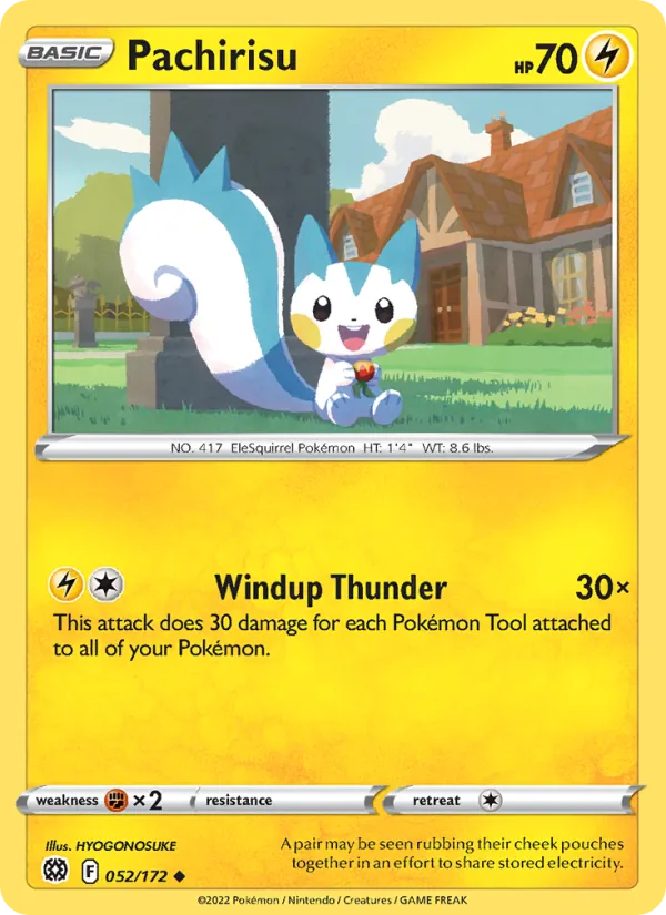 Pachirisu 052/172  - Reverse Holofoil SWSH09 Brilliant Stars - Uncommon