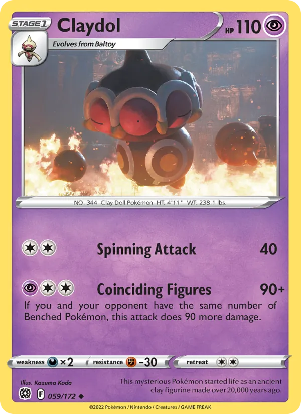 Claydol 059/172  - Reverse Holofoil SWSH09 Brilliant Stars - Uncommon