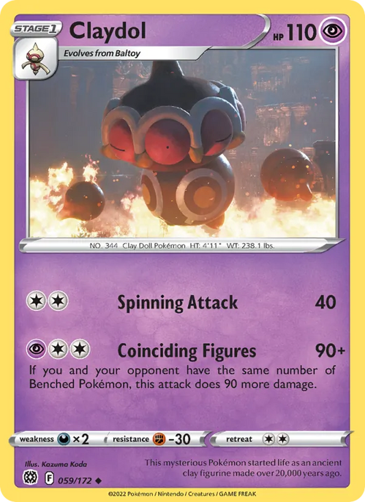 Claydol 059/172  - Reverse Holofoil SWSH09 Brilliant Stars - Uncommon