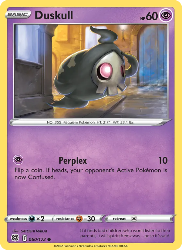 Duskull 060/172  - Reverse Holofoil SWSH09 Brilliant Stars - Common
