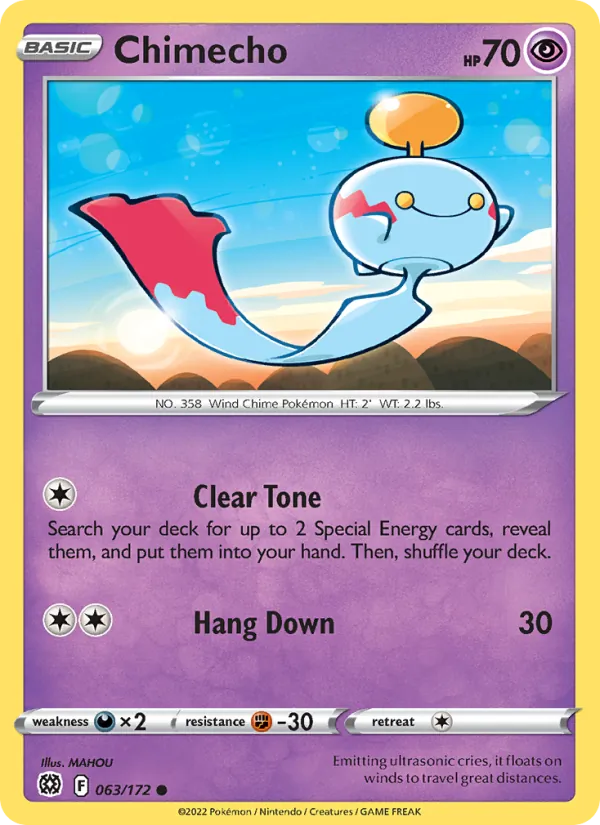 Chimecho 063/172  - Reverse Holofoil SWSH09 Brilliant Stars - Common