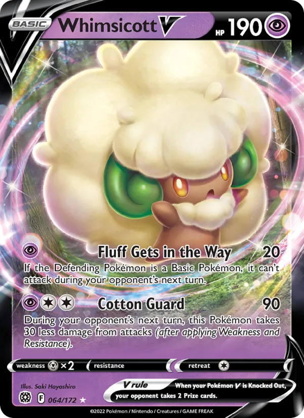 Whimsicott V 064/172  - Holofoil SWSH09 Brilliant Stars - Holo Rare V