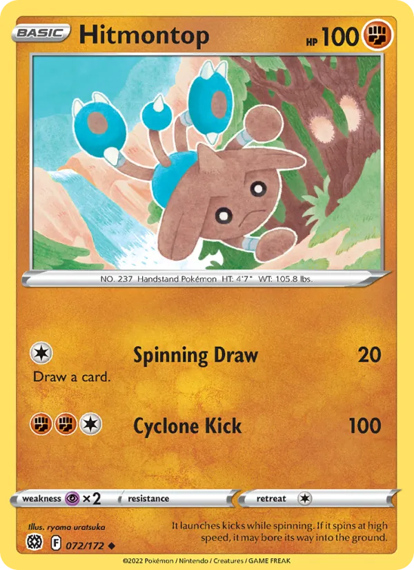 Hitmontop 072/172  - Reverse Holofoil SWSH09 Brilliant Stars - Uncommon