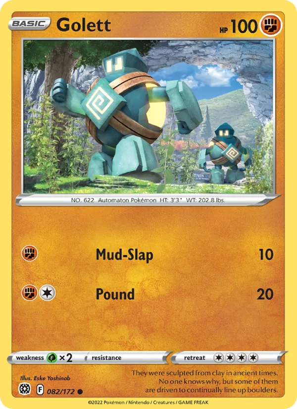 Golett 082/172  - Reverse Holofoil SWSH09 Brilliant Stars - Common