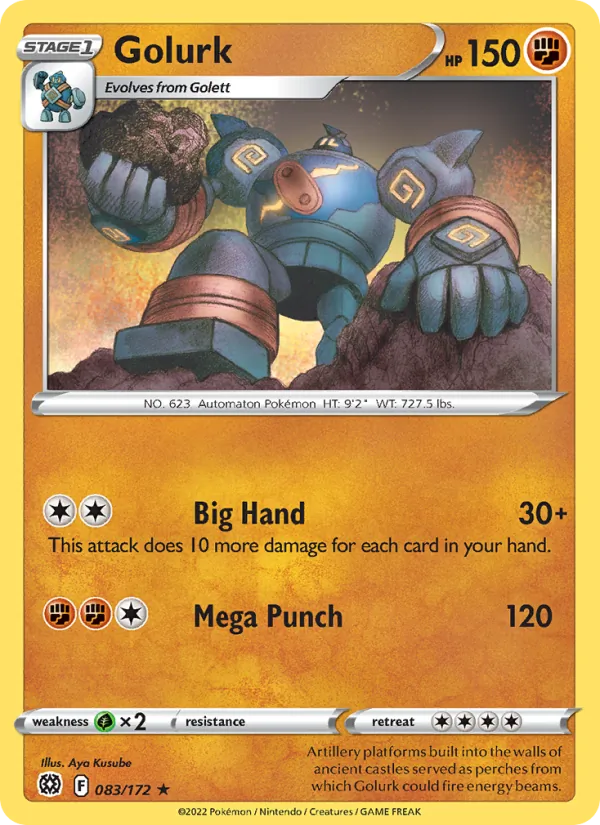 Golurk 083/172  - Reverse Holofoil SWSH09 Brilliant Stars - Rare