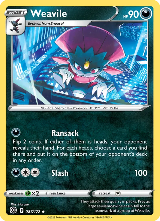 Weavile 087/172  - Reverse Holofoil SWSH09 Brilliant Stars - Uncommon