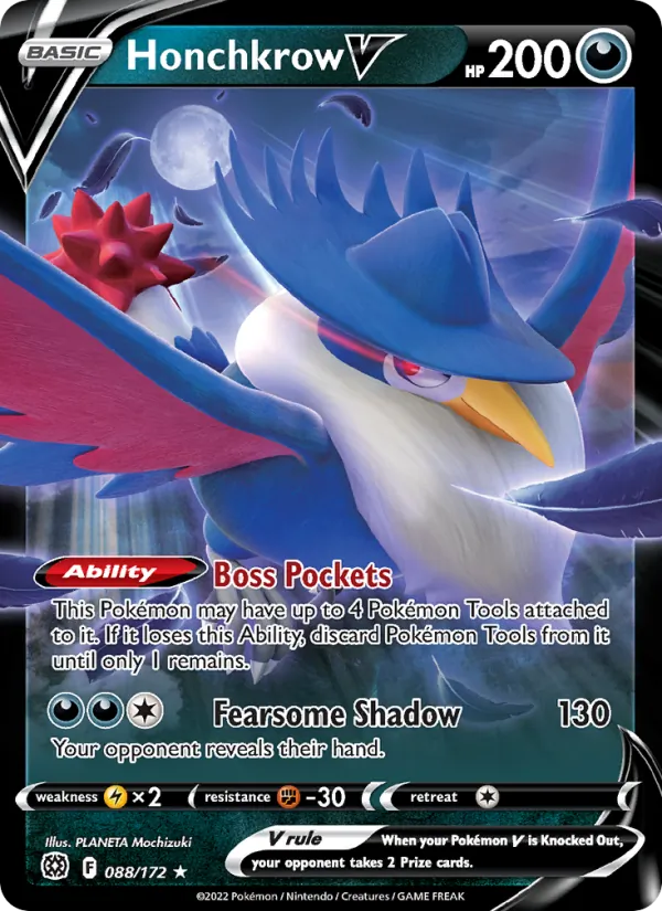 Honchkrow V 088/172  - Holofoil SWSH09 Brilliant Stars - Holo Rare V