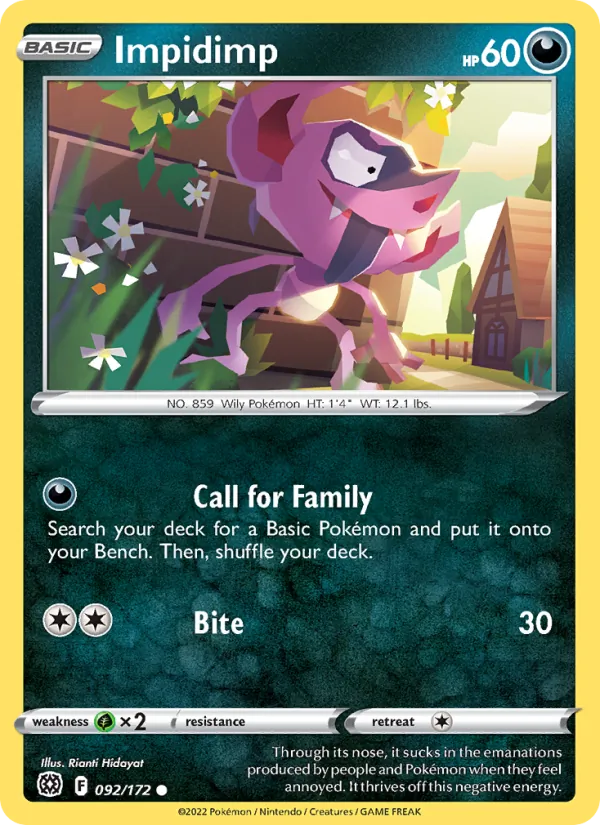 Impidimp 092/172  - Reverse Holofoil SWSH09 Brilliant Stars - Common