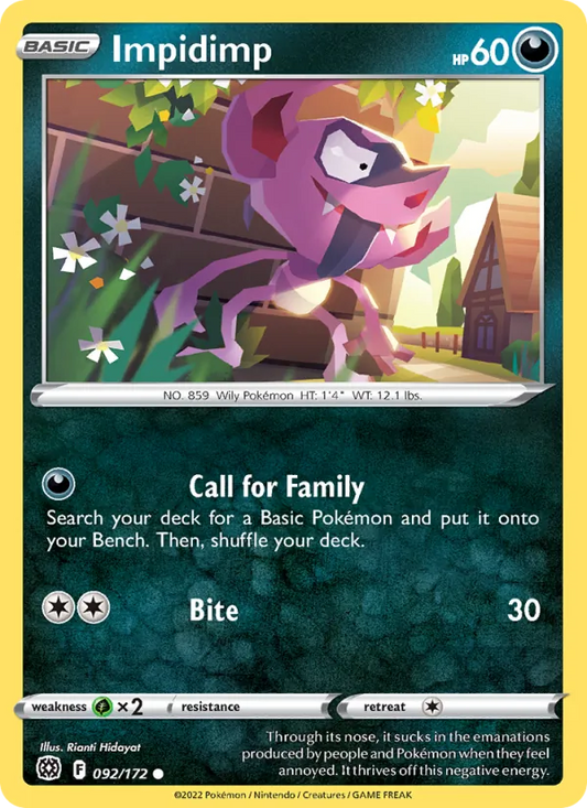Impidimp 092/172  - Reverse Holofoil SWSH09 Brilliant Stars - Common