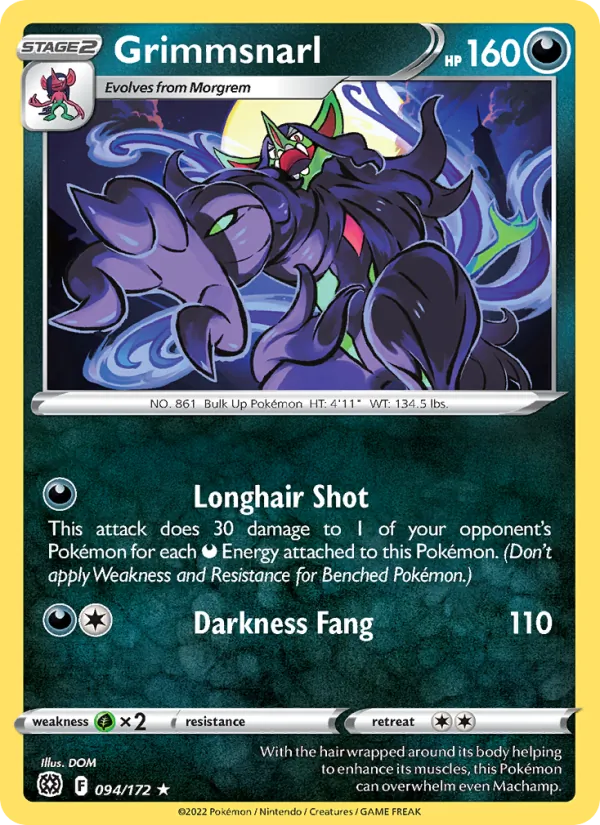 Grimmsnarl 094/172  - Reverse Holofoil SWSH09 Brilliant Stars - Rare
