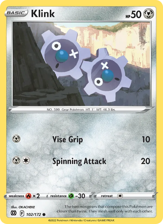 Klink 102/172  - Reverse Holofoil SWSH09 Brilliant Stars - Common