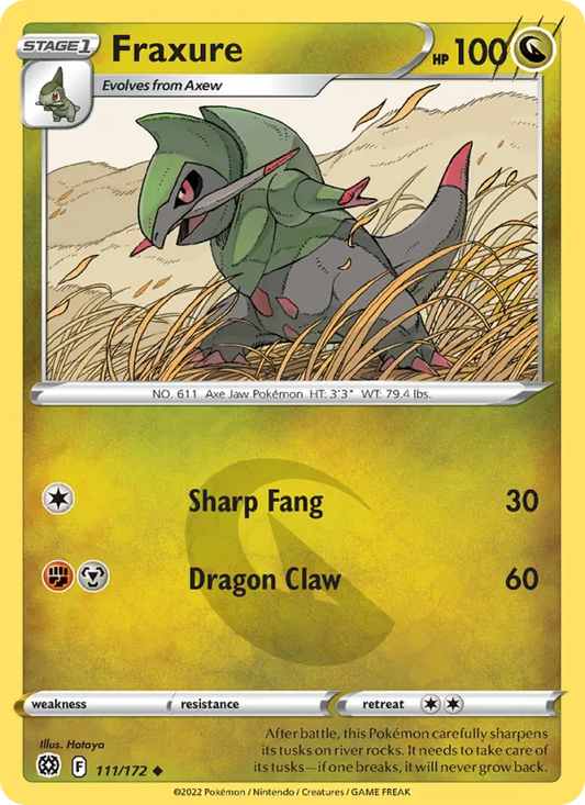 Fraxure 111/172  - Reverse Holofoil SWSH09 Brilliant Stars - Uncommon