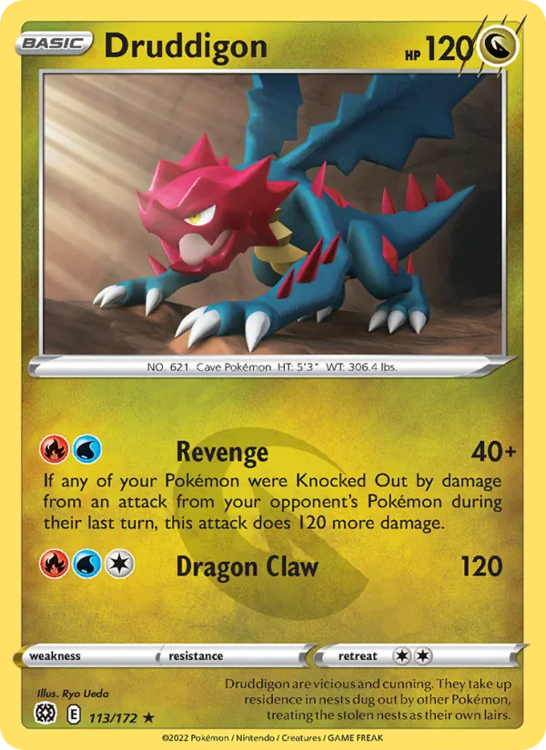 Druddigon 113/172  - Reverse Holofoil SWSH09 Brilliant Stars - Rare