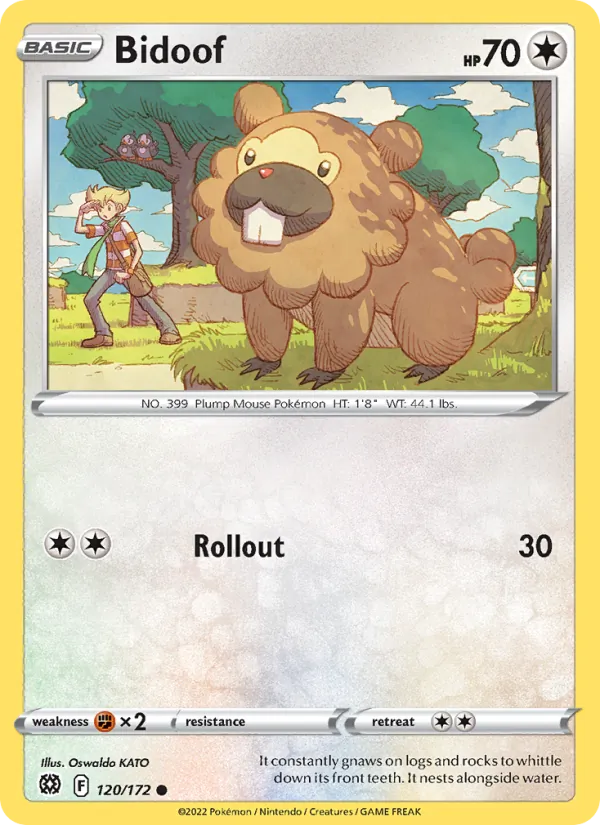 Bidoof 120/172  - Reverse Holofoil SWSH09 Brilliant Stars - Common
