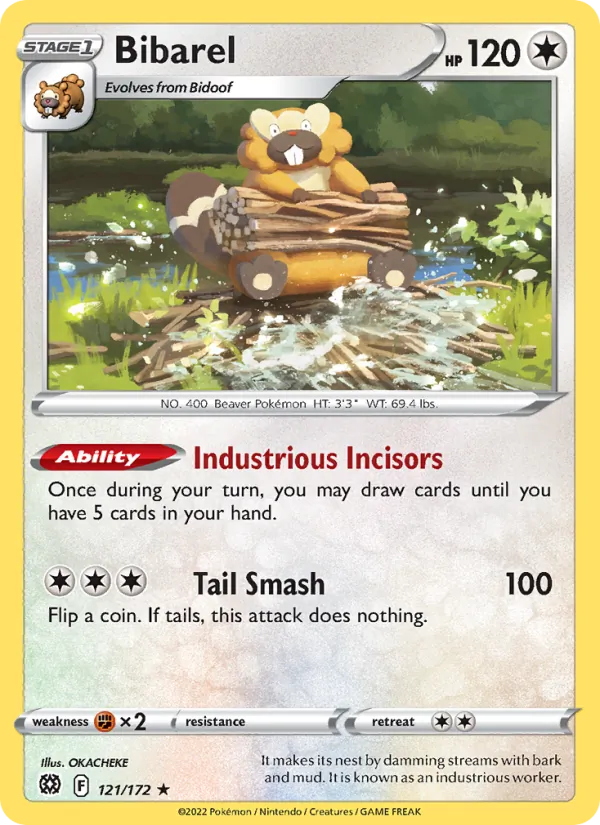 Bibarel 121/172  - Holofoil SWSH09 Brilliant Stars - Holo Rare