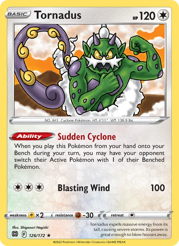 Tornadus 126/172  - Reverse Holofoil SWSH09 Brilliant Stars - Rare