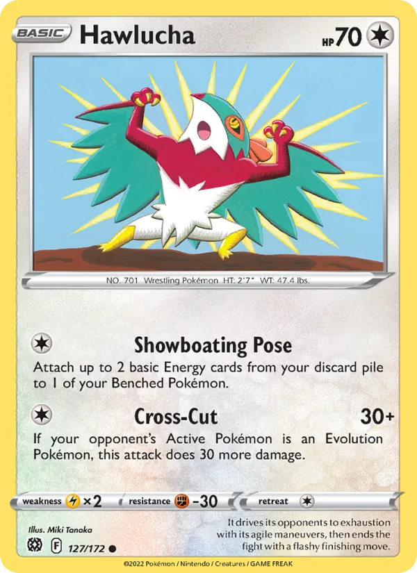 Hawlucha 127/172  - Reverse Holofoil SWSH09 Brilliant Stars - Common