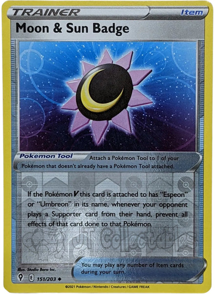Moon & Sun Badge 151/203 Pokemon TCG Evolving Skies Reverse Holo