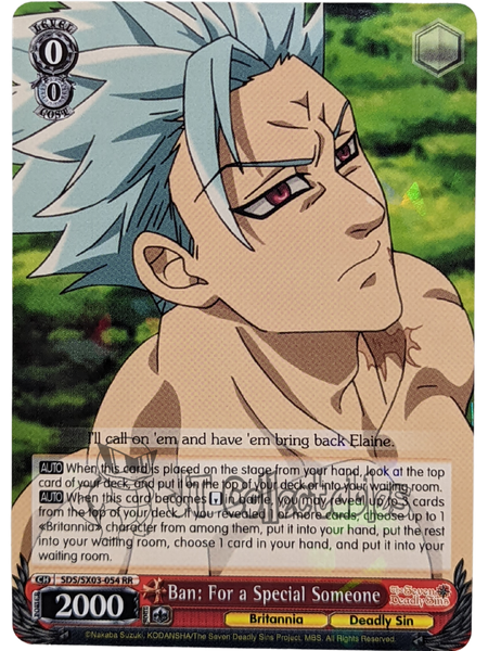 Ban: For a Special Someone SDS/SX03-054 RR The Seven Deadly Sins Weiss Schwarz