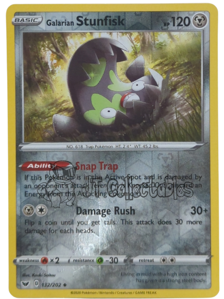 Galarian Stunfisk 132/202 Sword Shield Base Pokemon TCG Reverse Holo