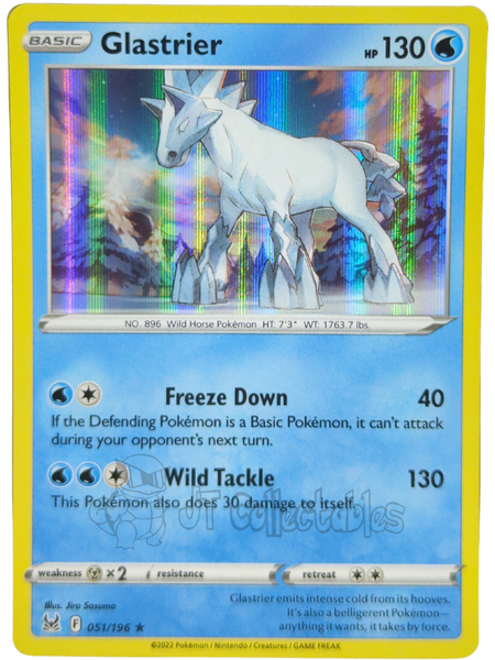 Glastrier 051/196 Holo Rare Lost Origin Pokemon TCG 2022