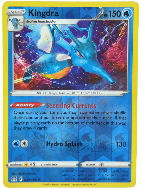 Kingdra 037/196 Reverse Holo Lost Origin Pokemon TCG 2022