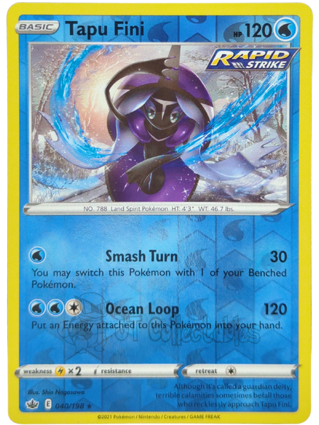 Tapu Fini 040/198 Reverse Holo Chilling Reign Pokemon TCG 2021