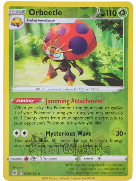 Orbeetle 020/196 Reverse Holo Lost Origin Pokemon TCG 2022