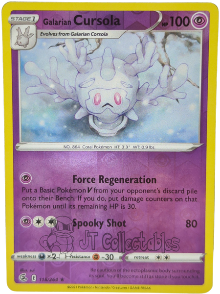 Galarian Cursola 118/264 Reverse Holo Fusion Strike Pokemon TCG