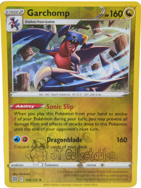 Garchomp 109/172 Reverse Holo Brilliant Stars Pokemon TCG 2022